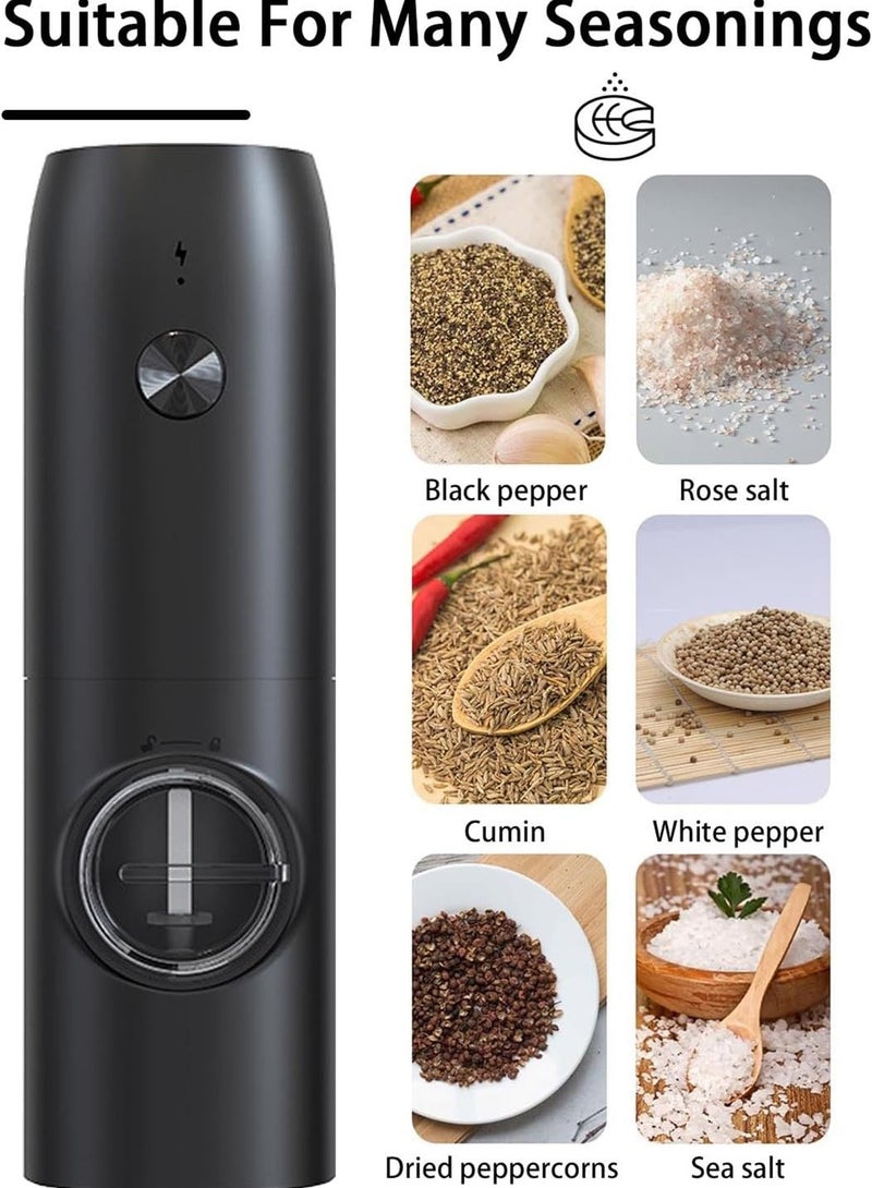 Rechargeable Automatic Electric Salt and Pepper Grinder Set Black - Image 3